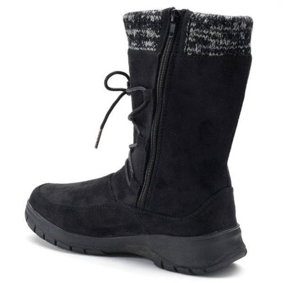Womens Winter Boots Black Itasca Water Resistant 7 Suede Zip Up Round Toe Deidre - Picture 2 of 5